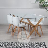 COMEDOR X 140X90 + 6 RADAR ECOCUERO BLANCO