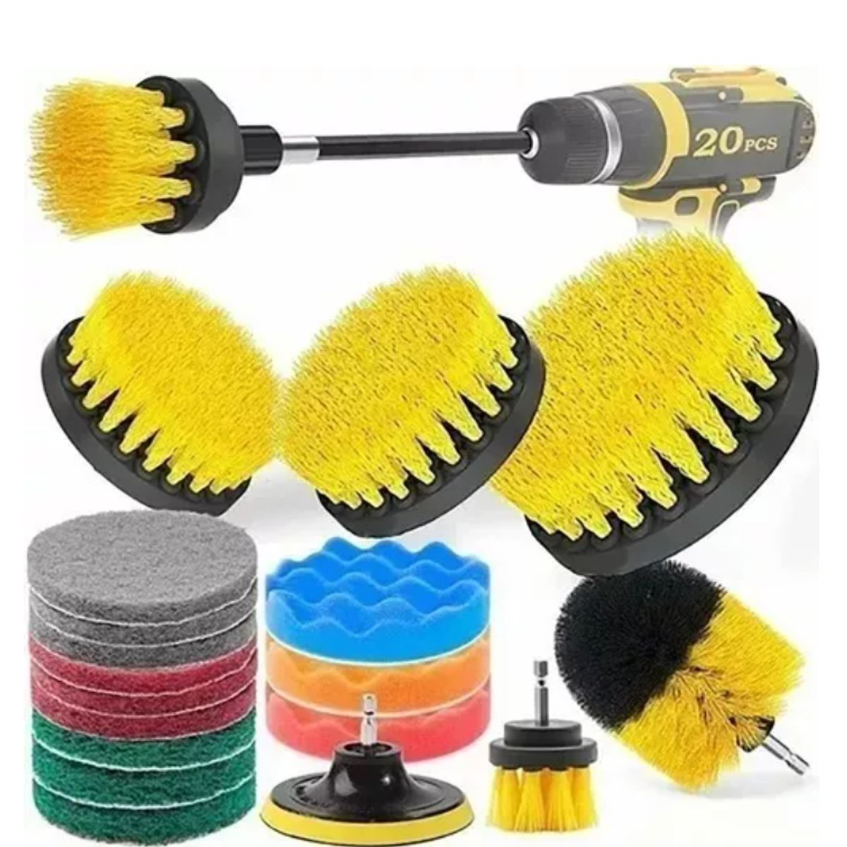 GENERICO - Limpieza De Auto Hogar Set Cepillos Para Taladro 20 Piezas
