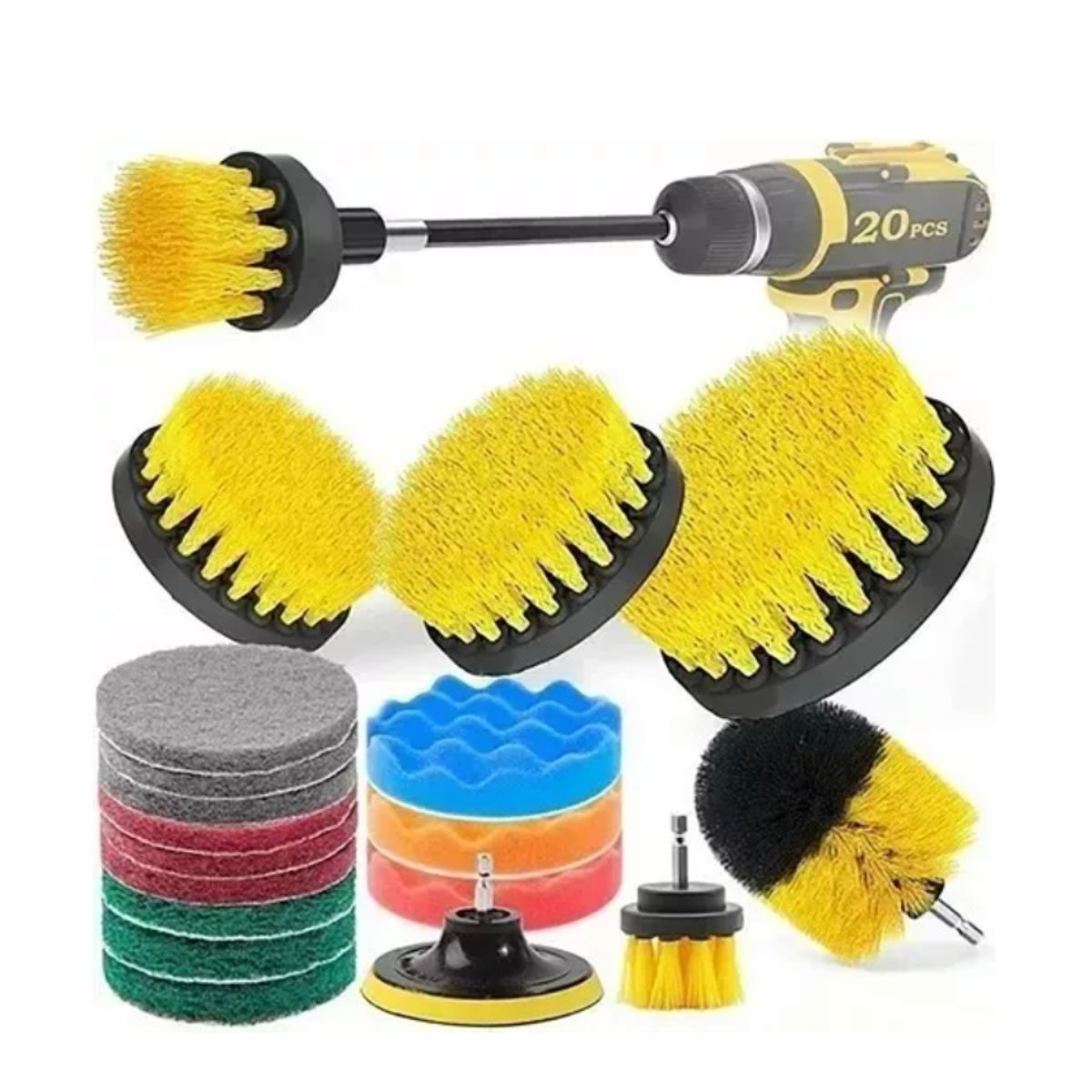 GENERICO - Limpieza De Auto Hogar Set Cepillos Para Taladro 20 Piezas
