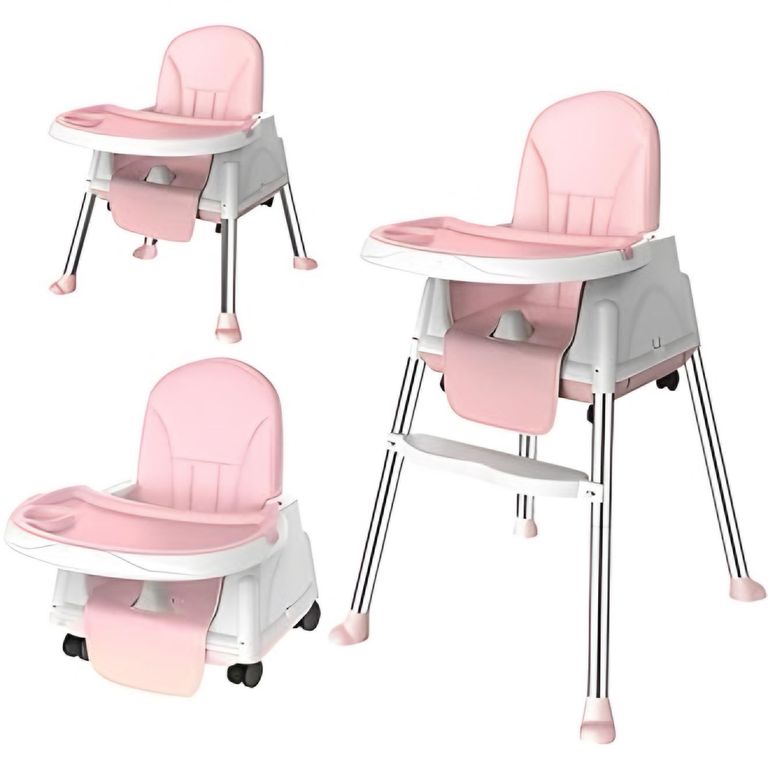 Silla De Comer Para Bebes Rosada Ajustable 3 en 1