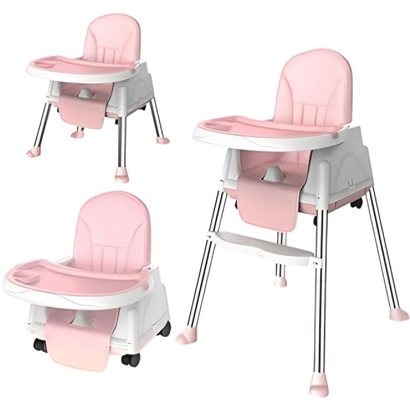 ACTUAL - Silla De Comer Para Bebés Rosada Ajustable 3 en 1