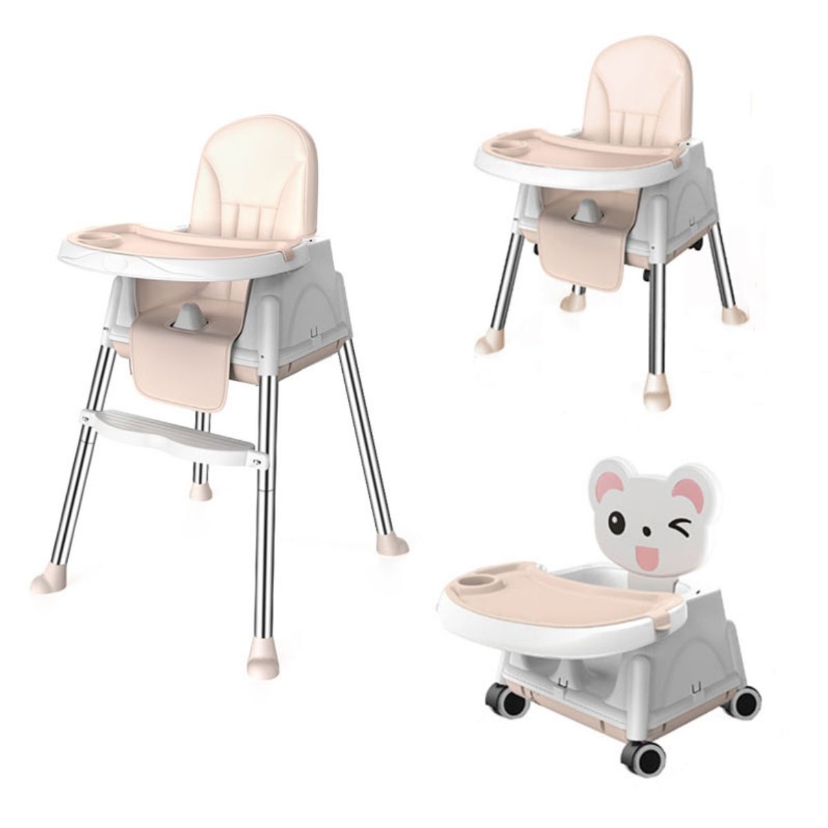 ACTUAL - Silla De Comer Para Bebés Beige Ajustable 3 en 1