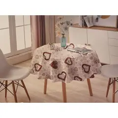 GENERICO - Mantel Redondo para Mesa Comedor - Diámetro 140 Cm Corazón