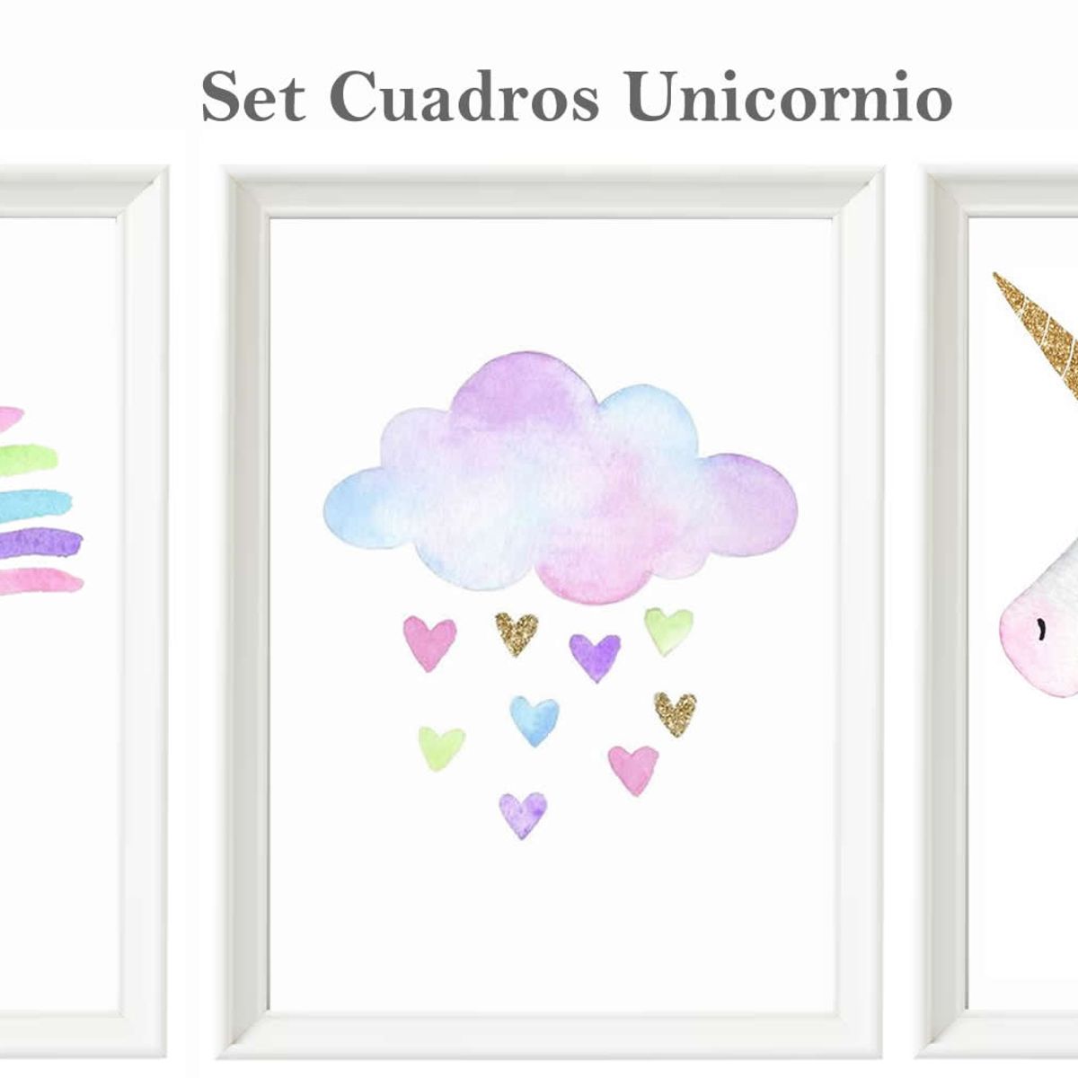 DECORACION CREATIVA - Set Cuadro Infantile Niña Unicornio