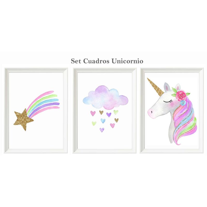 DECORACION CREATIVA - Set Cuadro Infantile Niña Unicornio