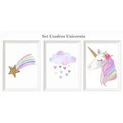 DECORACION CREATIVA - Set Cuadro Infantile Niña Unicornio