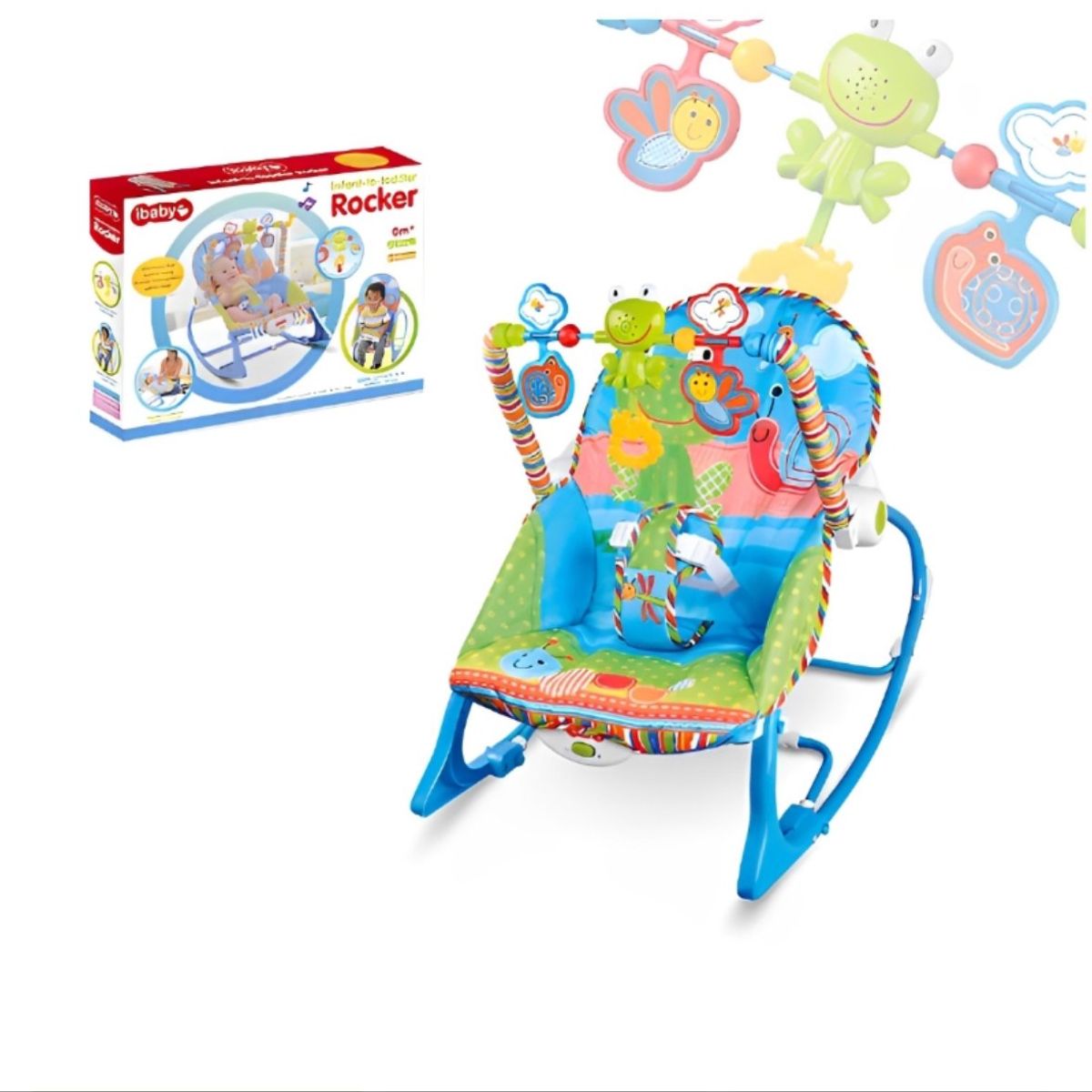 ACTUAL - Silla Mecedora Musical Con Vibración Para Bebe Azul