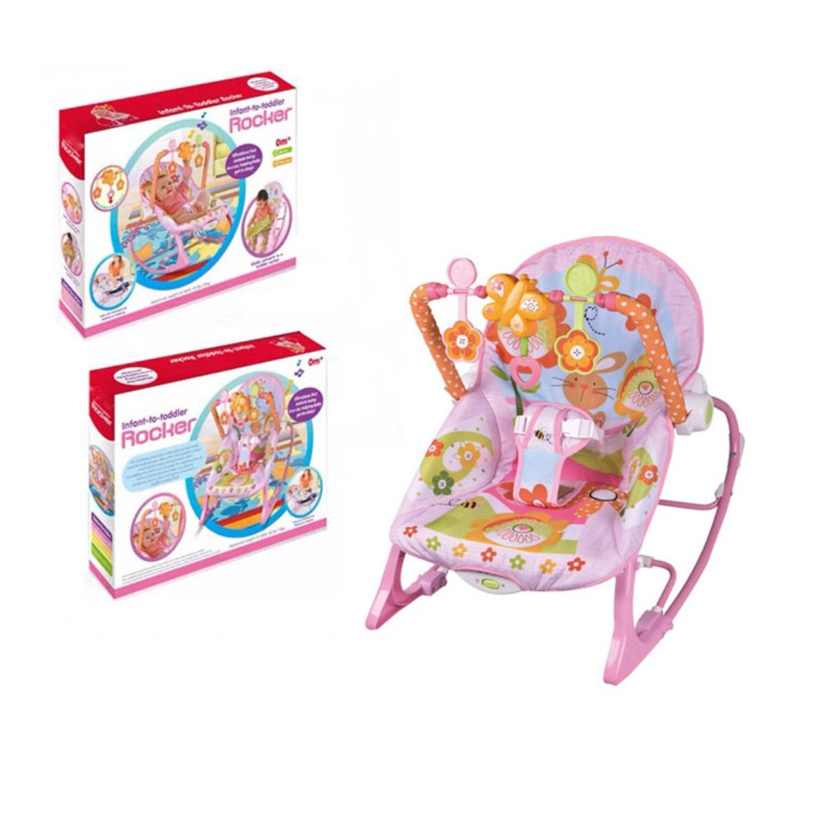 ACTUAL - Silla Mecedora Musical Con Vibración Para Bebe Rosada