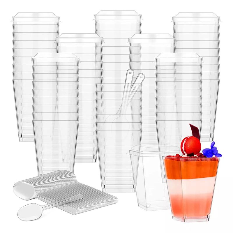 DEKANO - 50 Set De Vasos Shot Postres Pocillos Vasos Plastico 160ml