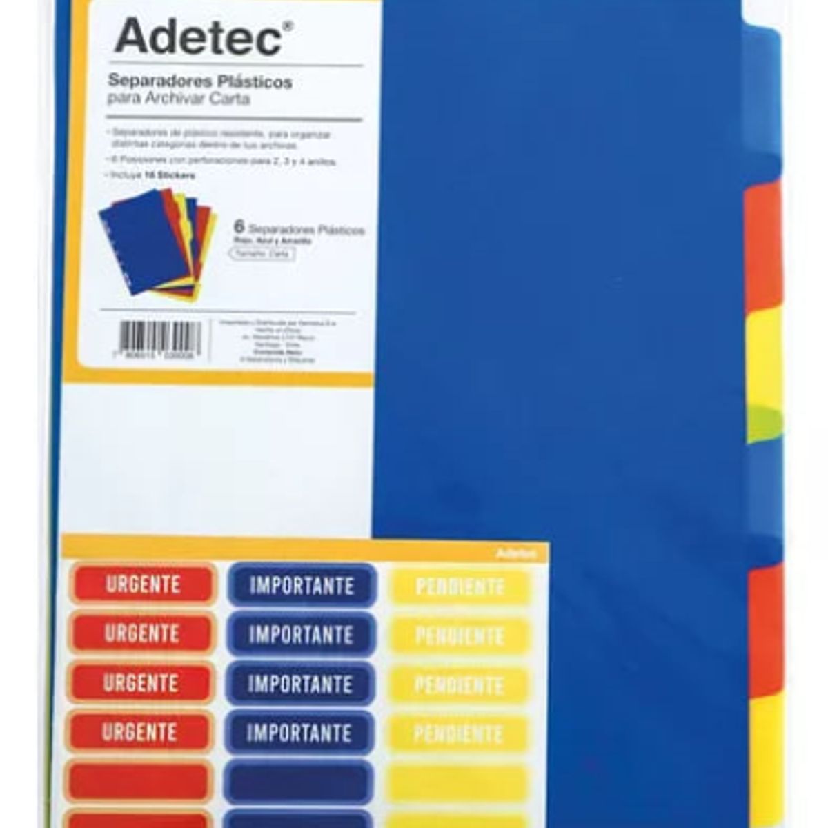 ADETEC - Separadores Carta Vinílico Con Stickers Para Documento 6 Un