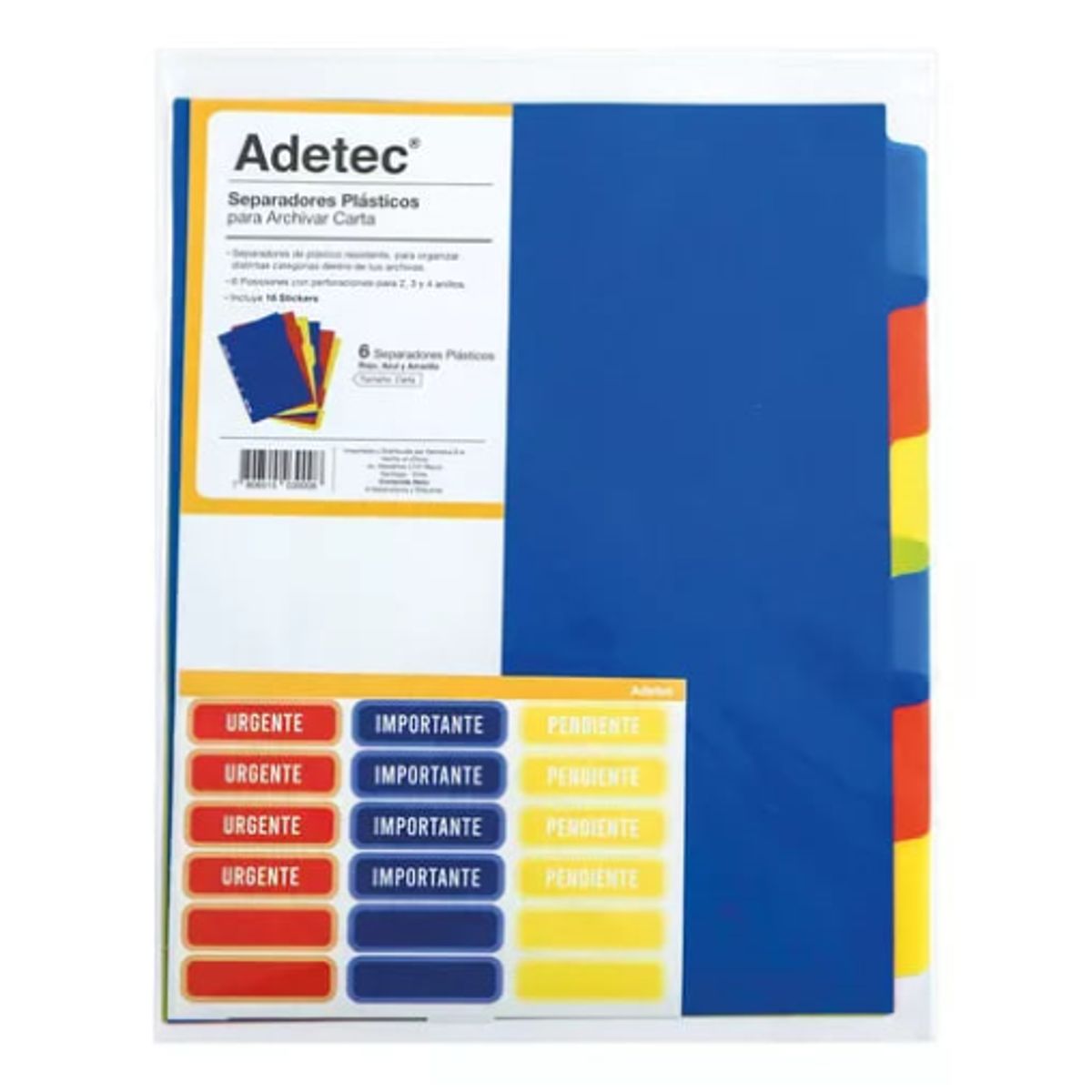 ADETEC - Separadores Carta Vinílico Con Stickers Para Documento 6 Un