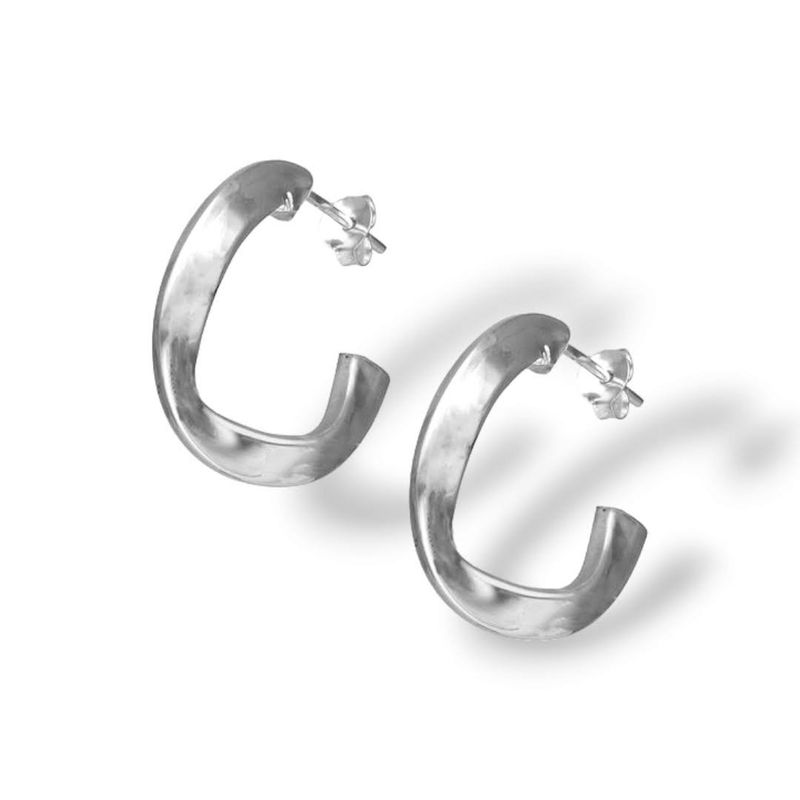 GENERICO - Aros de Plata Semi Argolla Ondulada Inflada 25 mm