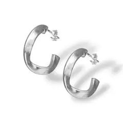 GENERICO - Aros de Plata Semi Argolla Ondulada Inflada 25 mm