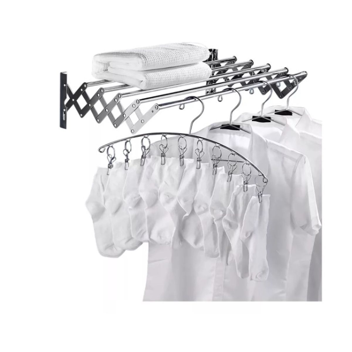 GENERICO - Toallero De Baño Retráctil De Acero Inoxidable 5 Polos 80cm