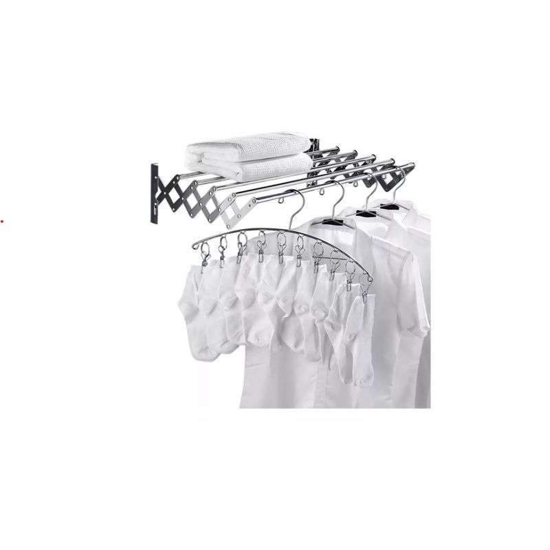 GENERICO - Toallero De Baño Retráctil De Acero Inoxidable 5 Polos 80cm