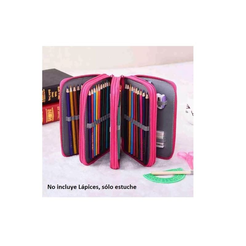 GENERICO - Estuche Organizador Capacidad 72 Lapices De 4 Capas Fucsia