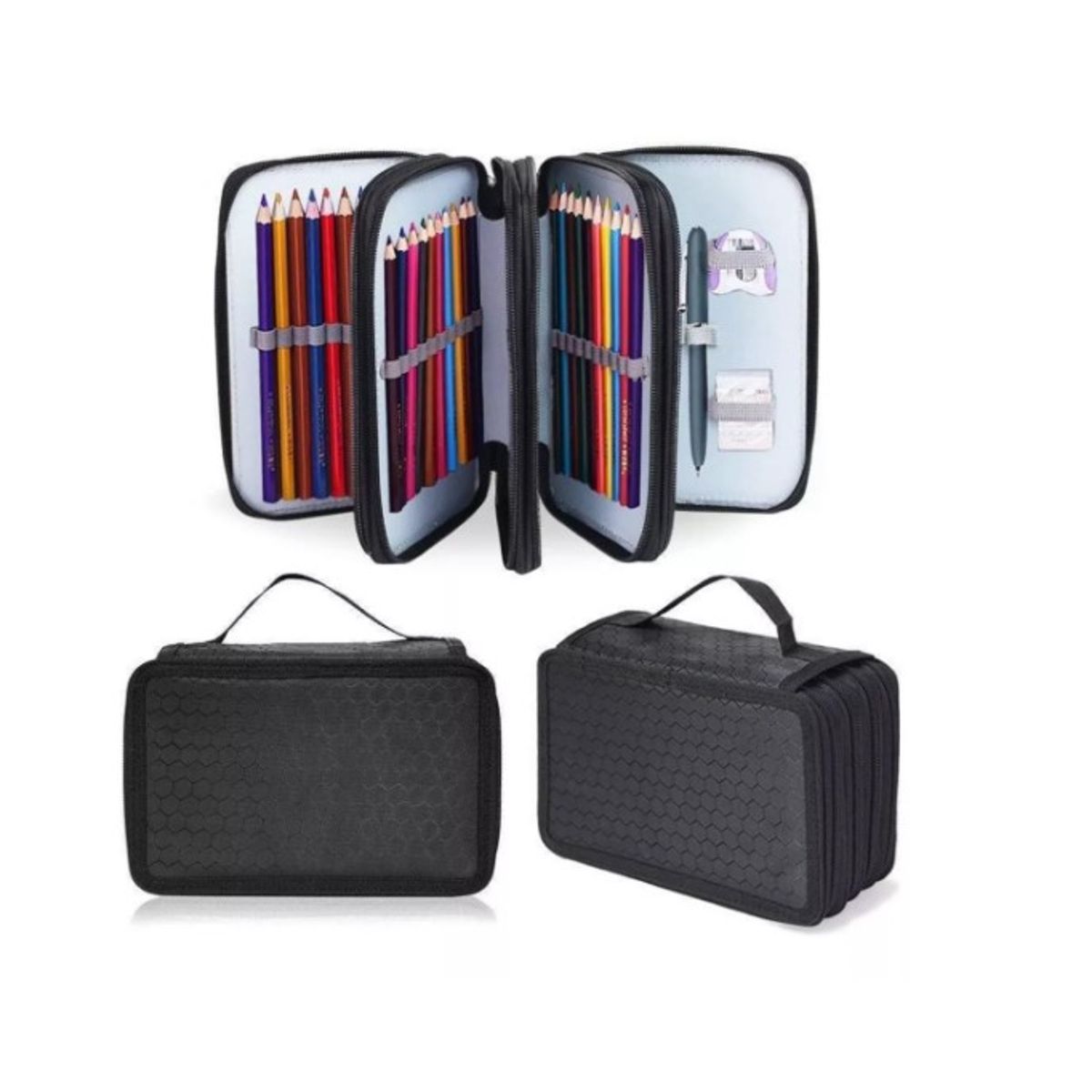 GENERICO - Estuche Organizador Capacidad 72 Lapices De 4 Capas Negro