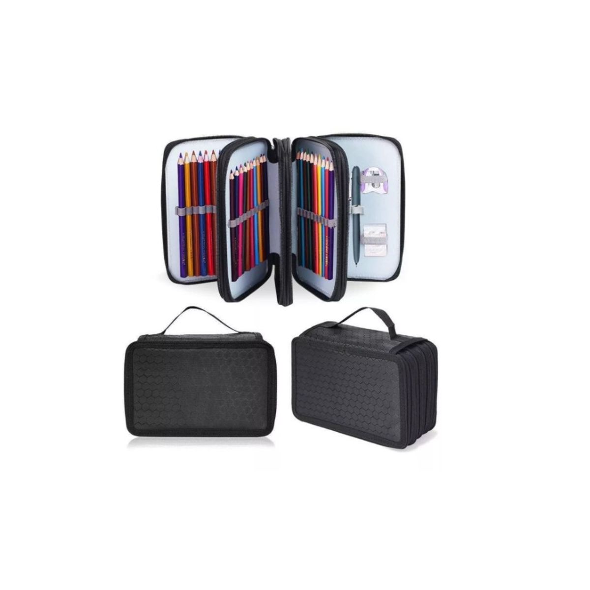 GENERICO - Estuche Organizador Capacidad 72 Lapices De 4 Capas Negro