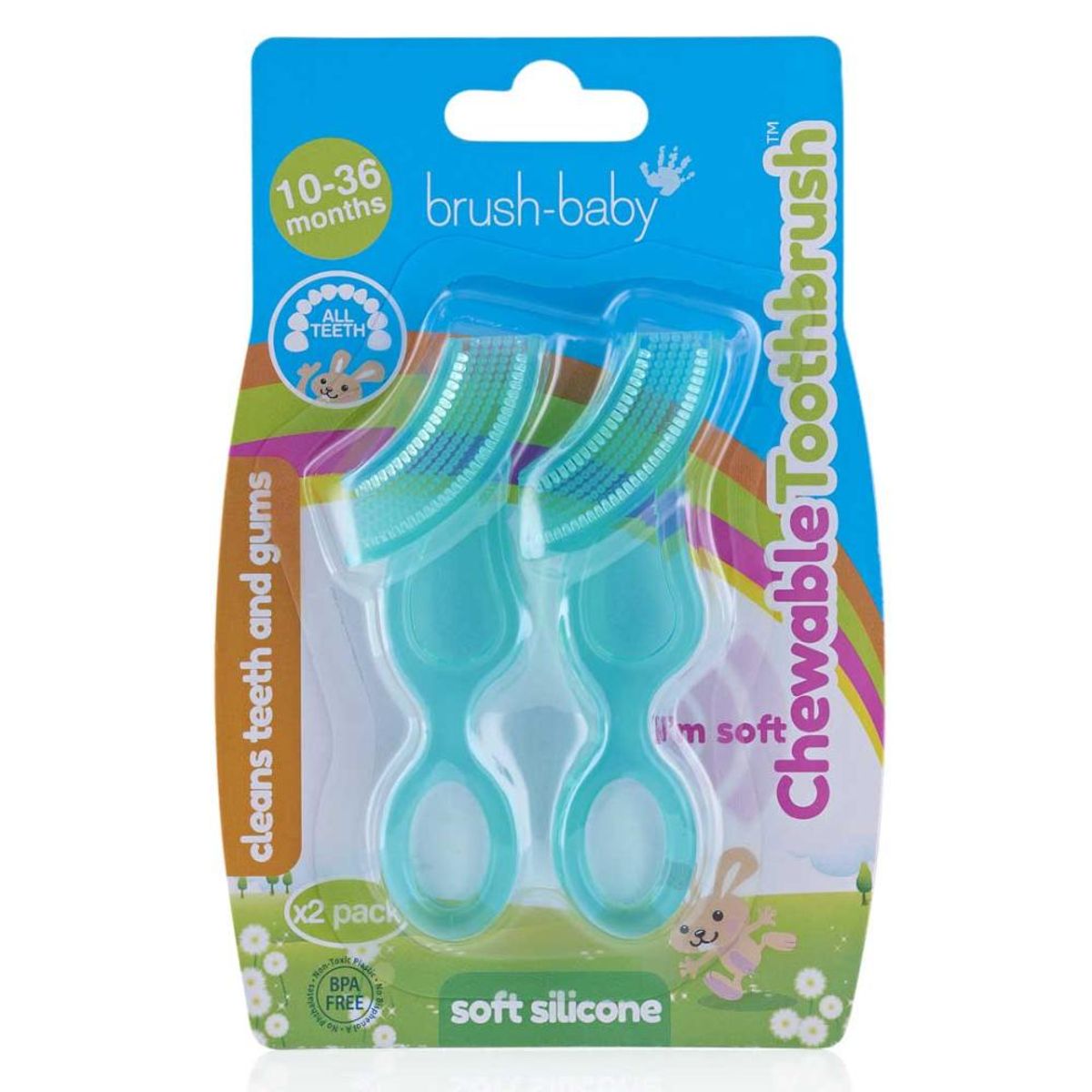 BRUSH BABY - Cepillo de Dientes Masticable para Bebés (2 unidades) BRUSH BABY