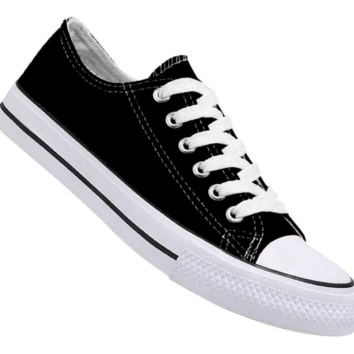 GENERICO - Zapatilla Urbana De Lona Unisex Casual - Negro y Blanco - 7089