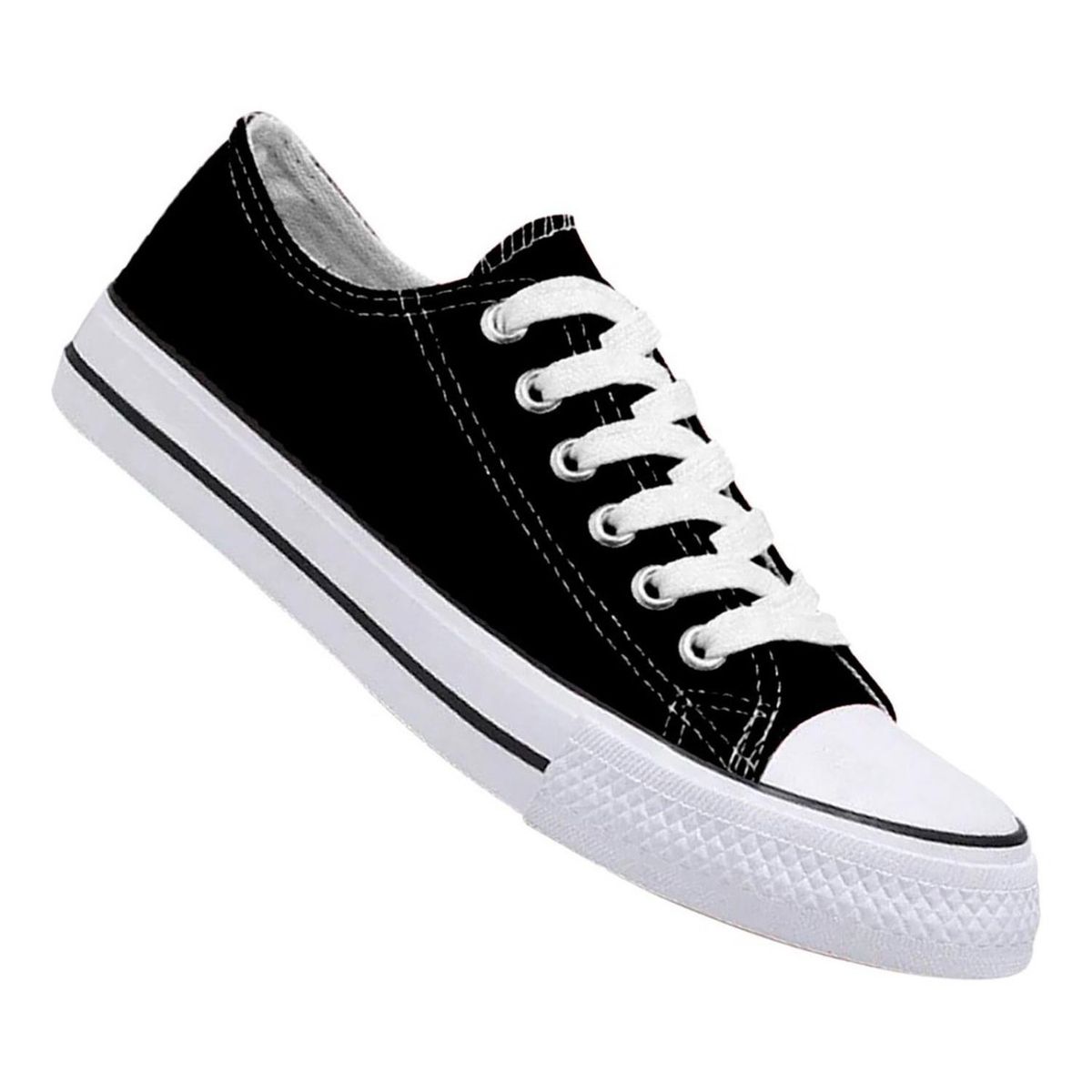 GENERICO - Zapatilla Urbana De Lona Unisex Casual - Negro y Blanco - 7089