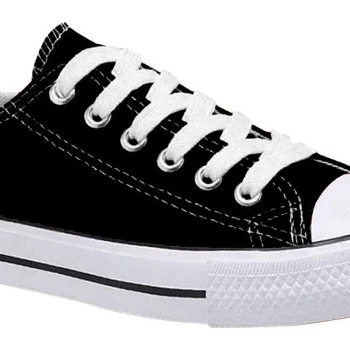 GENERICO - Zapatilla Urbana De Lona Unisex Casual - Negro y Blanco - 7089