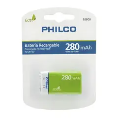 PHILCO - Batería 9V Recargable 280 mAH – Eco Friendly Edition - Verde