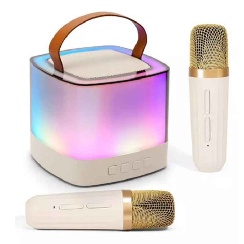 GENERICO - Mini Parlante Efectos De Sonidos Luz Led + 2 Microfono 260046