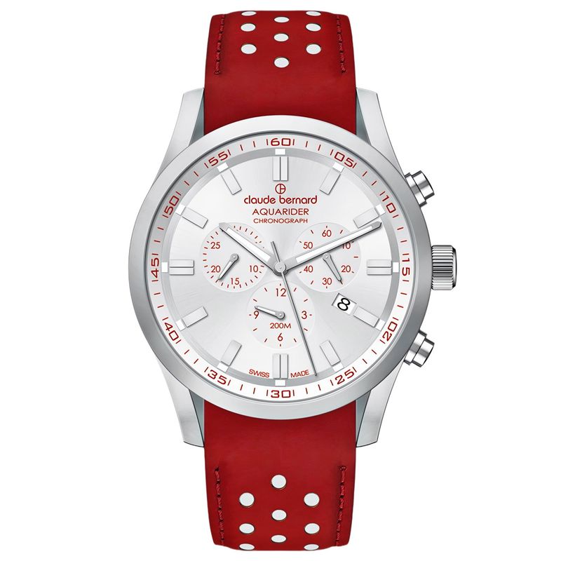 CLAUDE BERNARD - Reloj Claude Bernard Cronógrafo Cuero Rojo Hombre 44mm