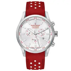 CLAUDE BERNARD - Reloj Cronógrafo Cuero Rojo Hombre 44mm