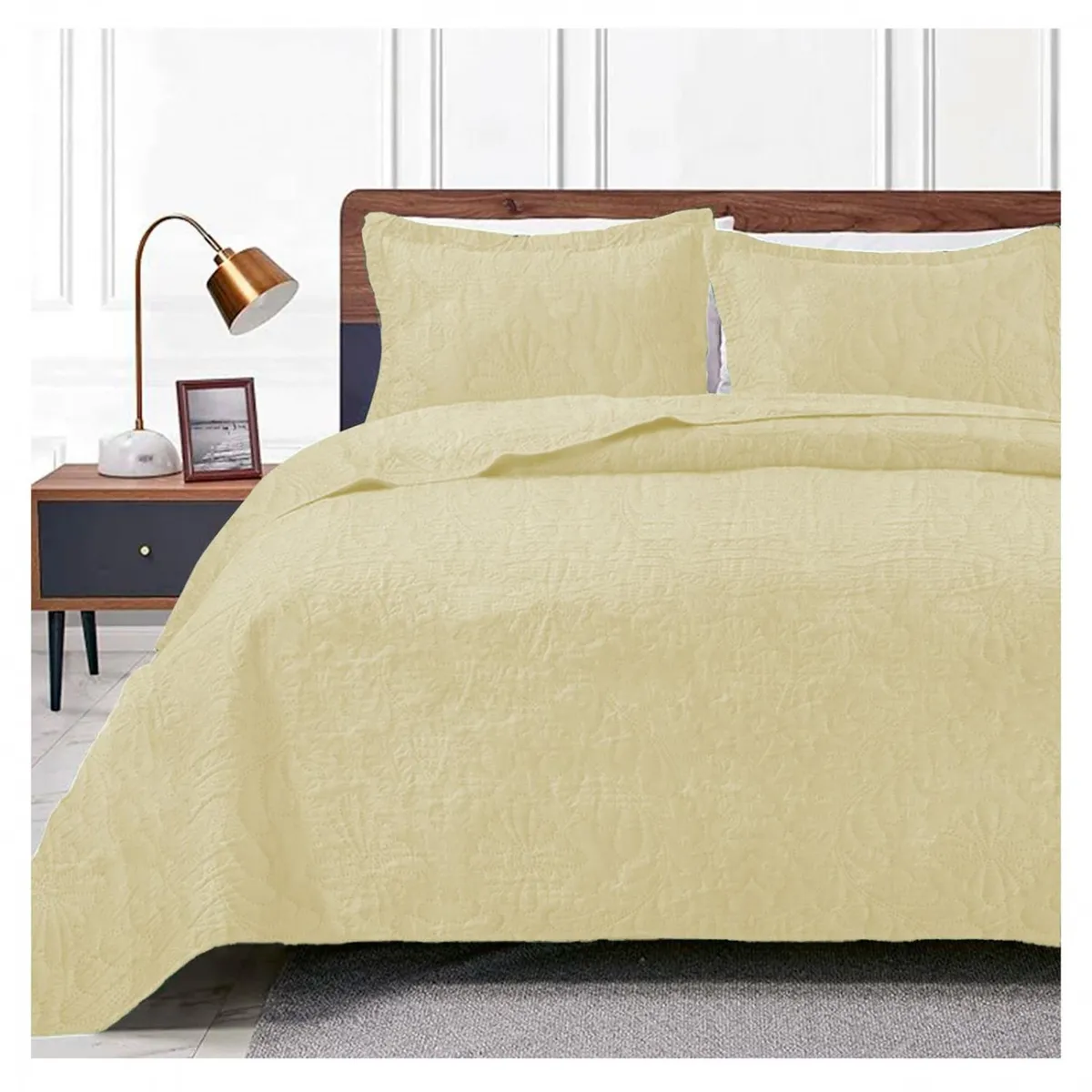 GENERICO - Cubrecama De Verano Quilt (Plaza Y Media) - Amarillo - 1,5 plazas