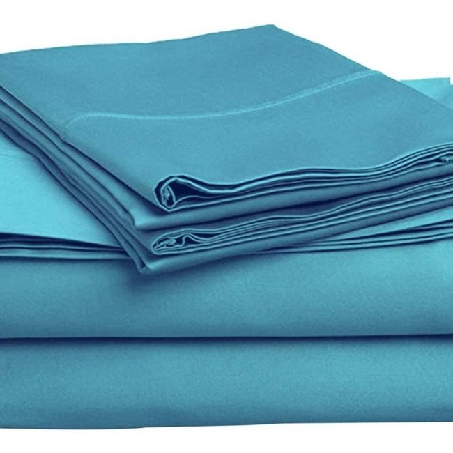 GENERICO - Juego De Sabana 144 hilos (Queen) Excelente Calidad - Turquesa - 2 plazas