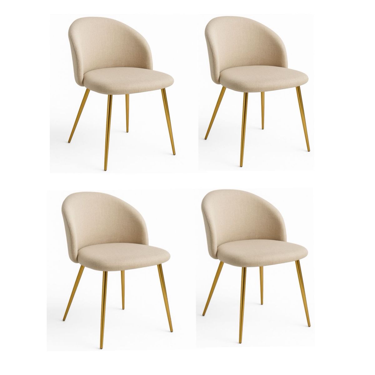 HABITA2 CHILE - Pack 4 Silla de comedor Nordic Lino Gold - Beige