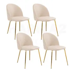 GENERICO - Pack 4 Silla de comedor Nordic Lino Gold - Beige
