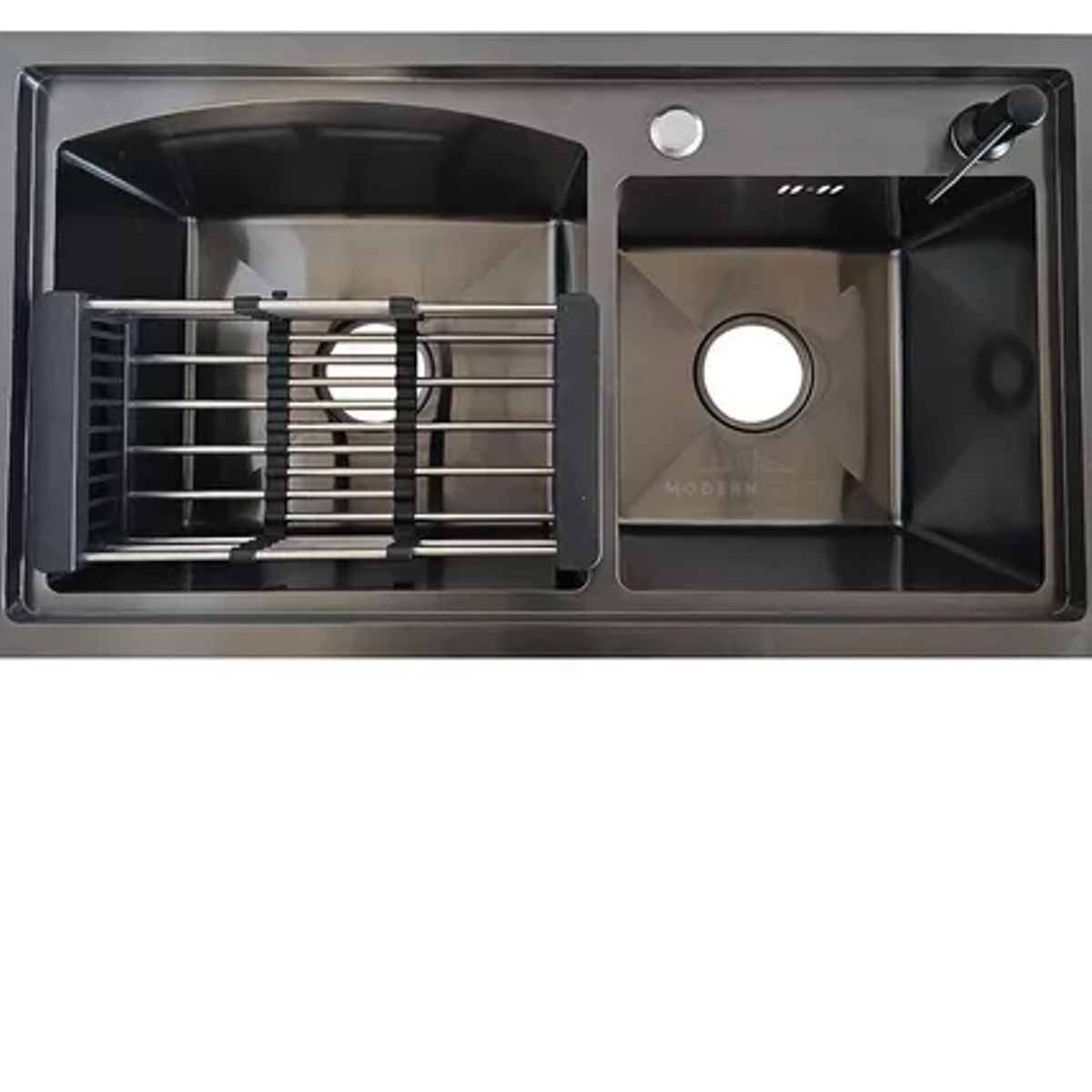 GENERICO - Lavaplatos 78x43 Cm Negro Deluxe Sobre Poner Con Accesorios