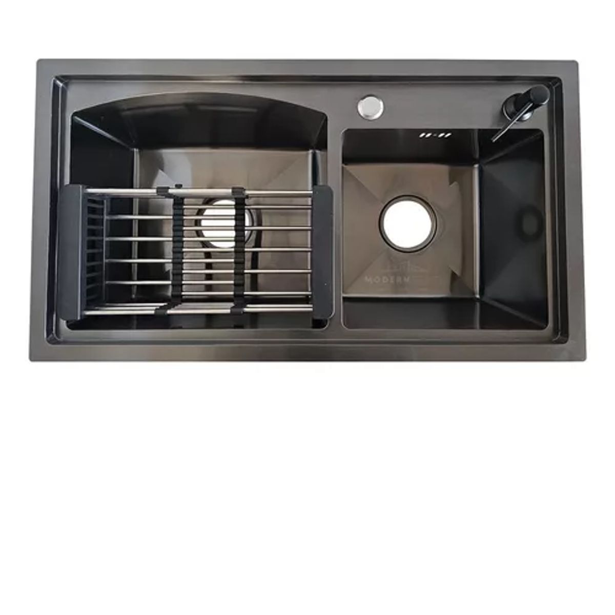 GENERICO - Lavaplatos 78x43 Cm Negro Deluxe Sobre Poner Con Accesorios