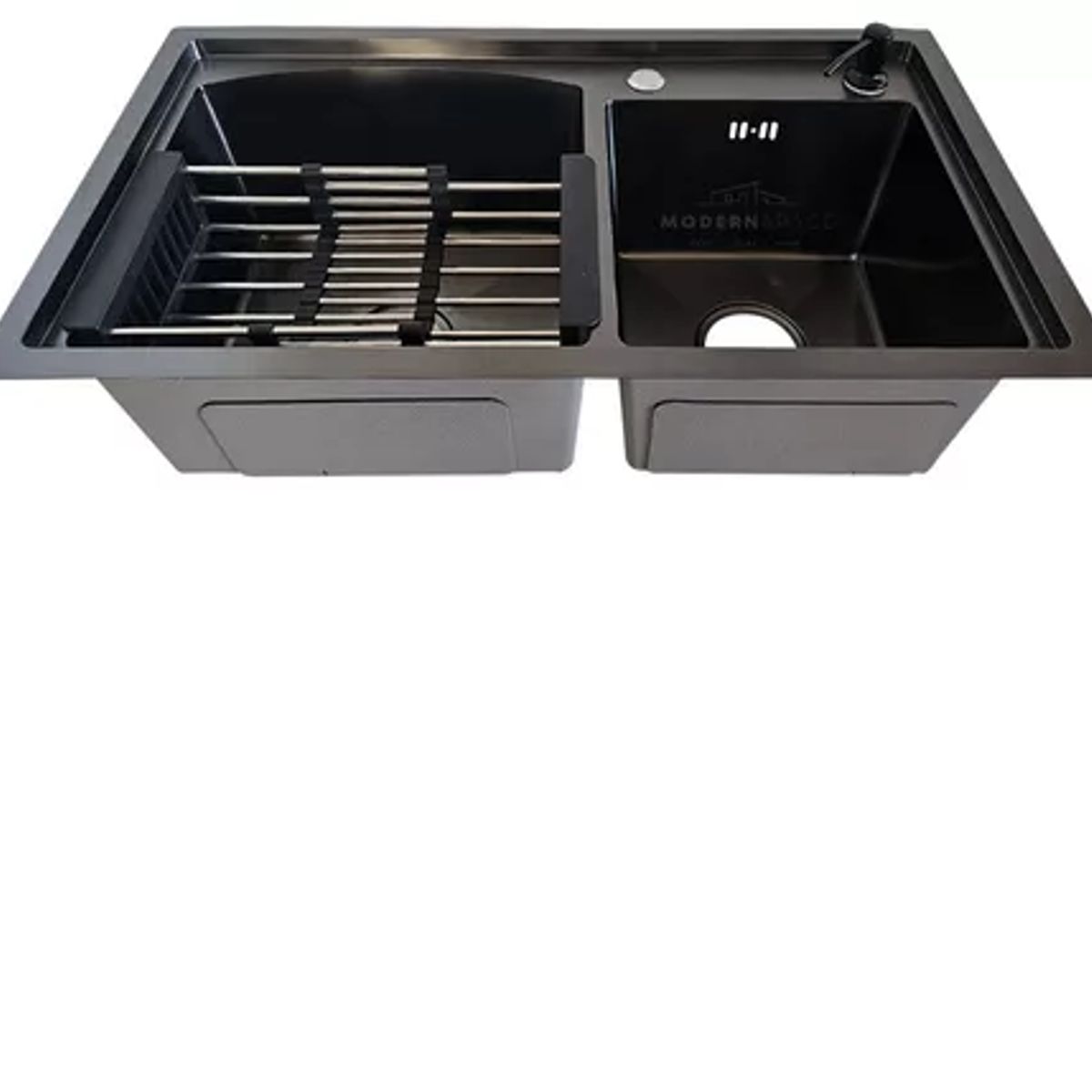 GENERICO - Lavaplatos 78x43 Cm Negro Deluxe Sobre Poner Con Accesorios