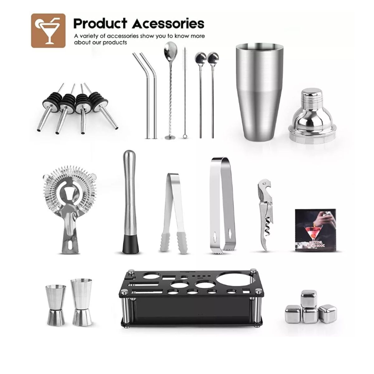 GENERICO - Juego De Cócteles Para Bar Pub 23 Piezas 750m Base