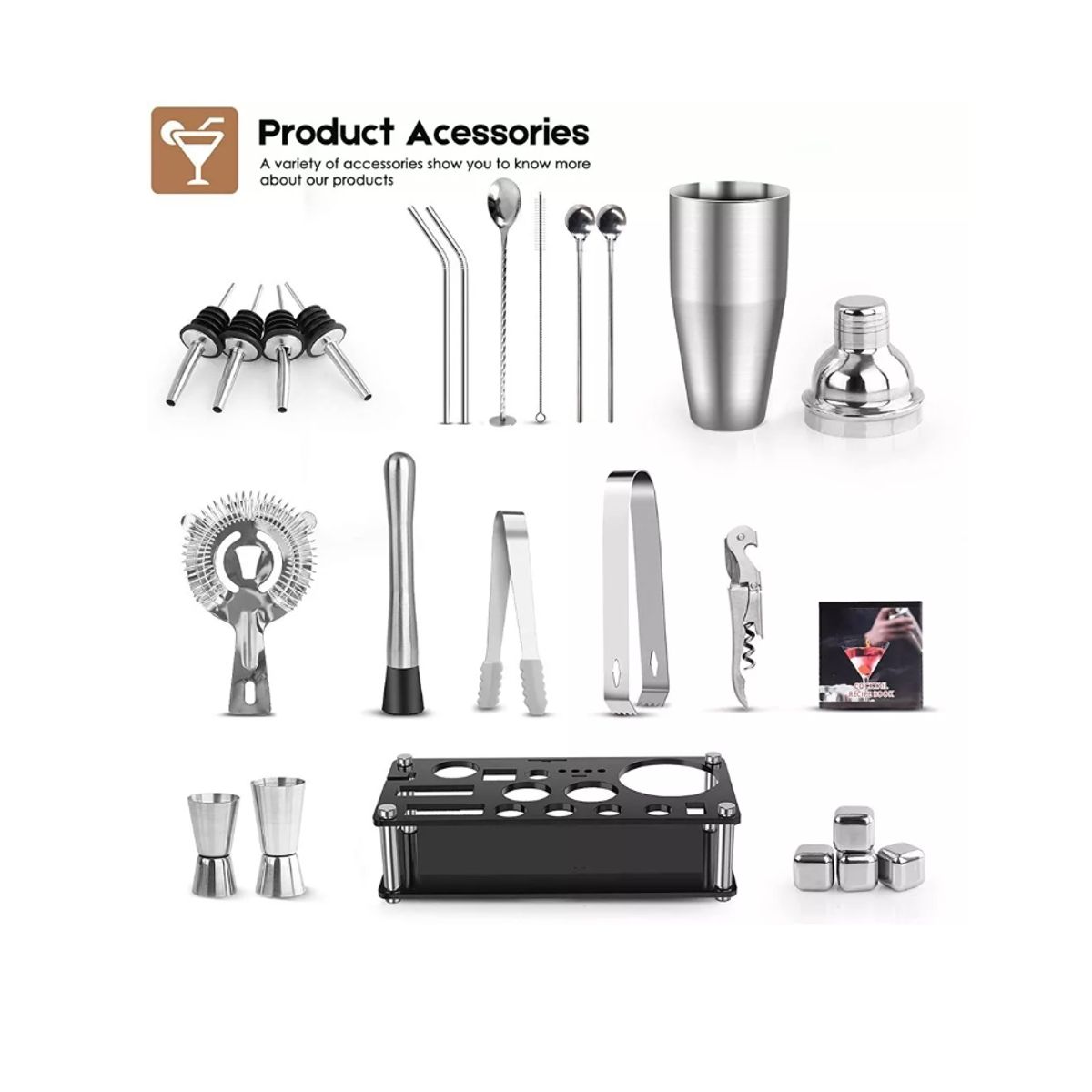 GENERICO - Juego De Cócteles Para Bar Pub 23 Piezas 750m Base