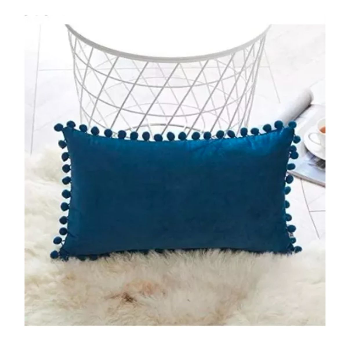 GENERICO - Pack 2 Fundas De Cojin Terciopelo Pompon 30x50