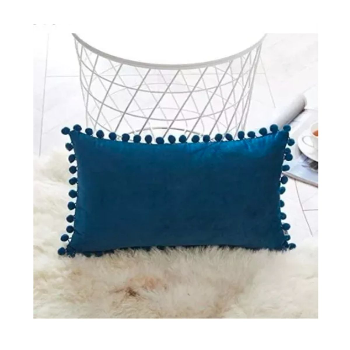 GENERICO - Pack 2 Fundas De Cojin Terciopelo Pompon 30x50