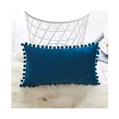 GENERICO - Pack 2 Fundas De Cojin Terciopelo Pompon 30x50