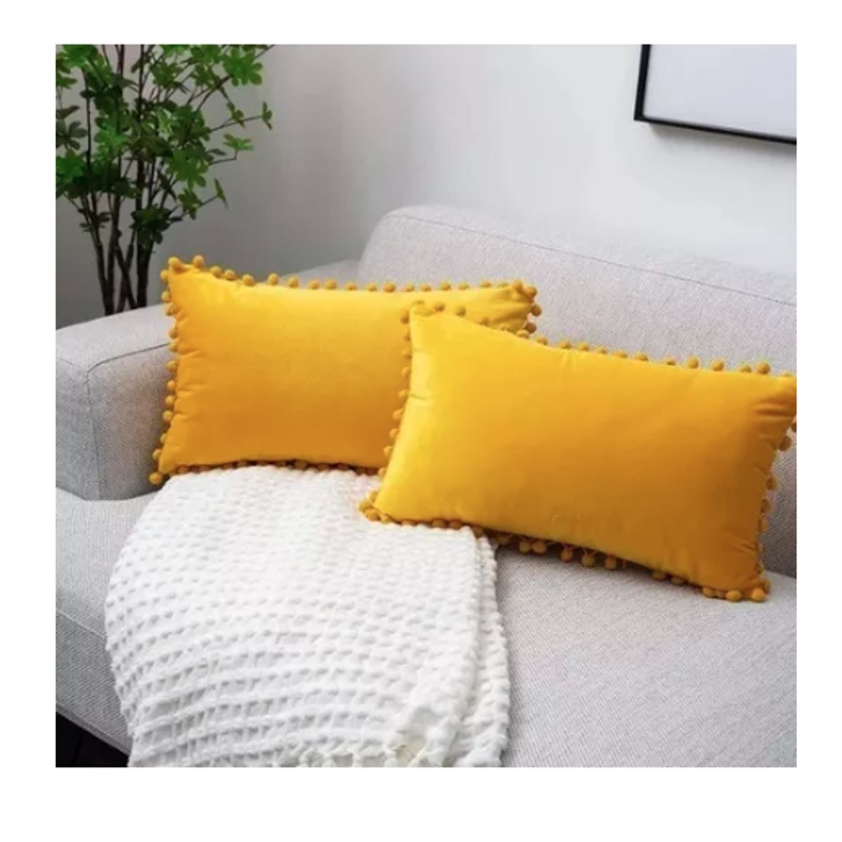 GENERICO - Pack 2 Fundas De Cojin Terciopelo Pompon 30x50