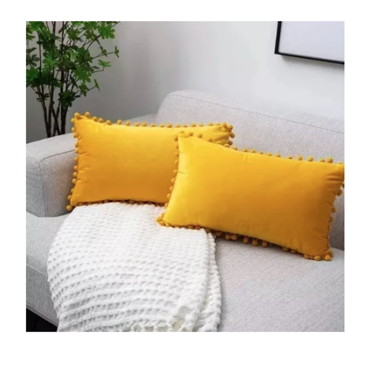 GENERICO - Pack 2 Fundas De Cojin Terciopelo Pompon 30x50