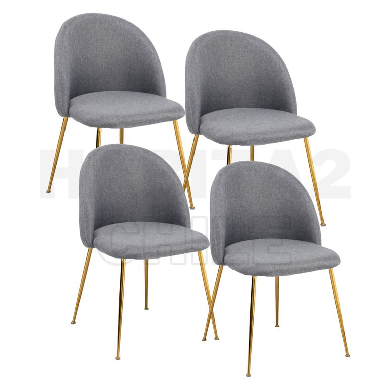 Pack 4 Silla de comedor Nordic Lino Gold - Gris