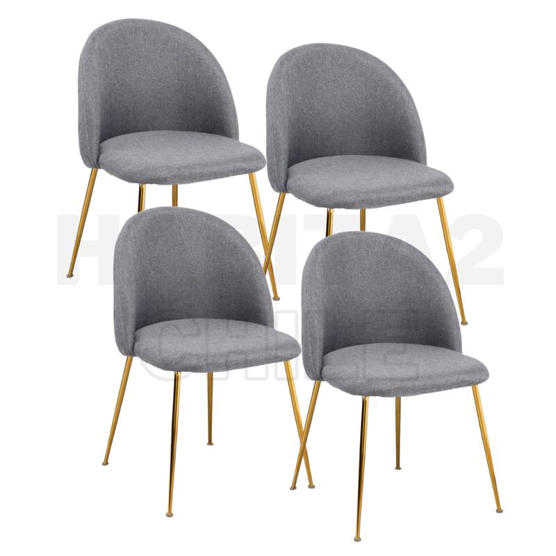 GENERICO - Pack 4 Silla de comedor Nordic Lino Gold - Gris