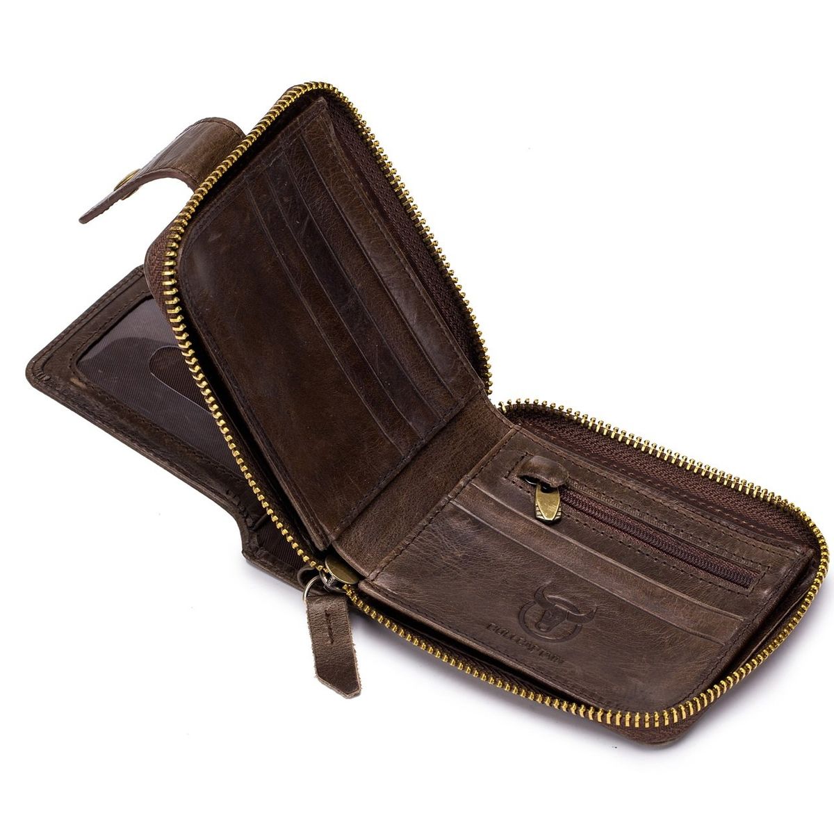 GENERICO - Billetera de cuero con bloqueo RFID Bullcaptain Modelo QB231