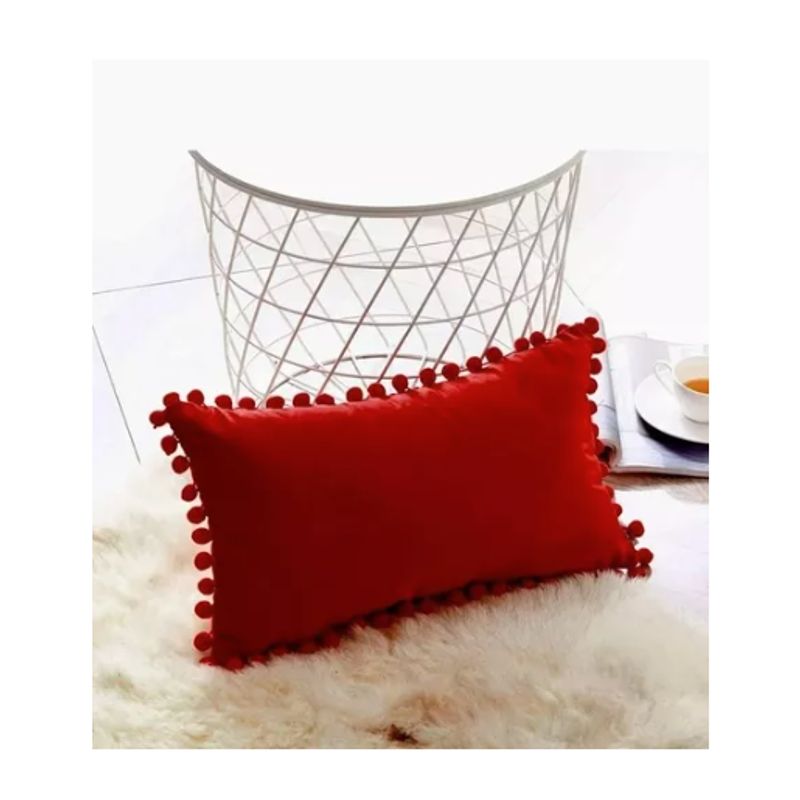 GENERICO - Pack 2 Fundas De Cojin Terciopelo Pompon 30x50