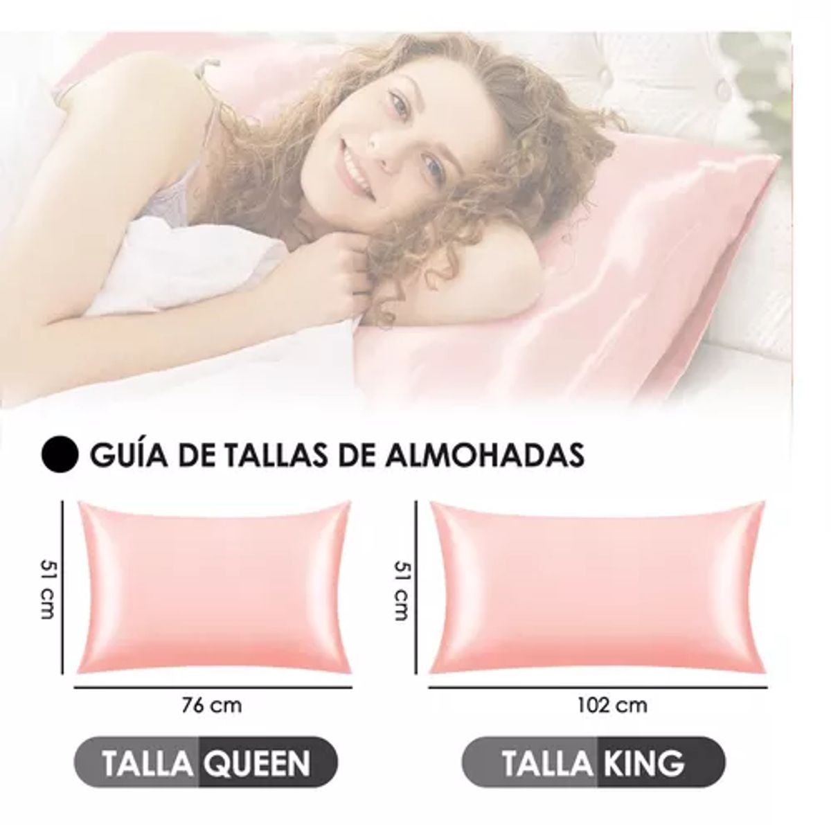 GENERICO - Set 2 Funda Almohada Satín Saten Tipo Seda 102x51cm