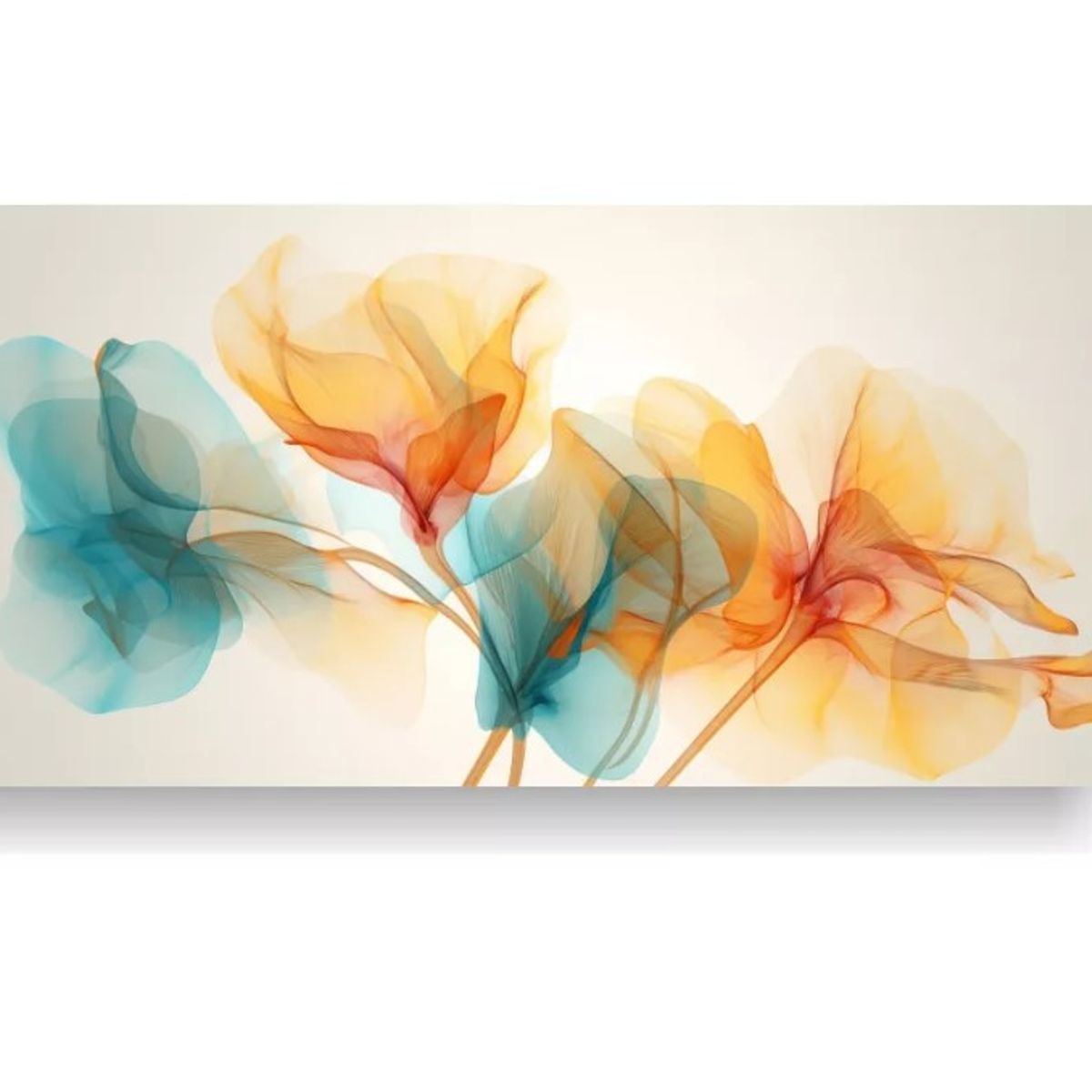 GENERICO - Cuadro Decoración Comedor Coral Turquesa Amarillo Floral 60